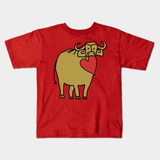 Gold Ox With Red Heart Valentine on Valentines Day Kids T-Shirt